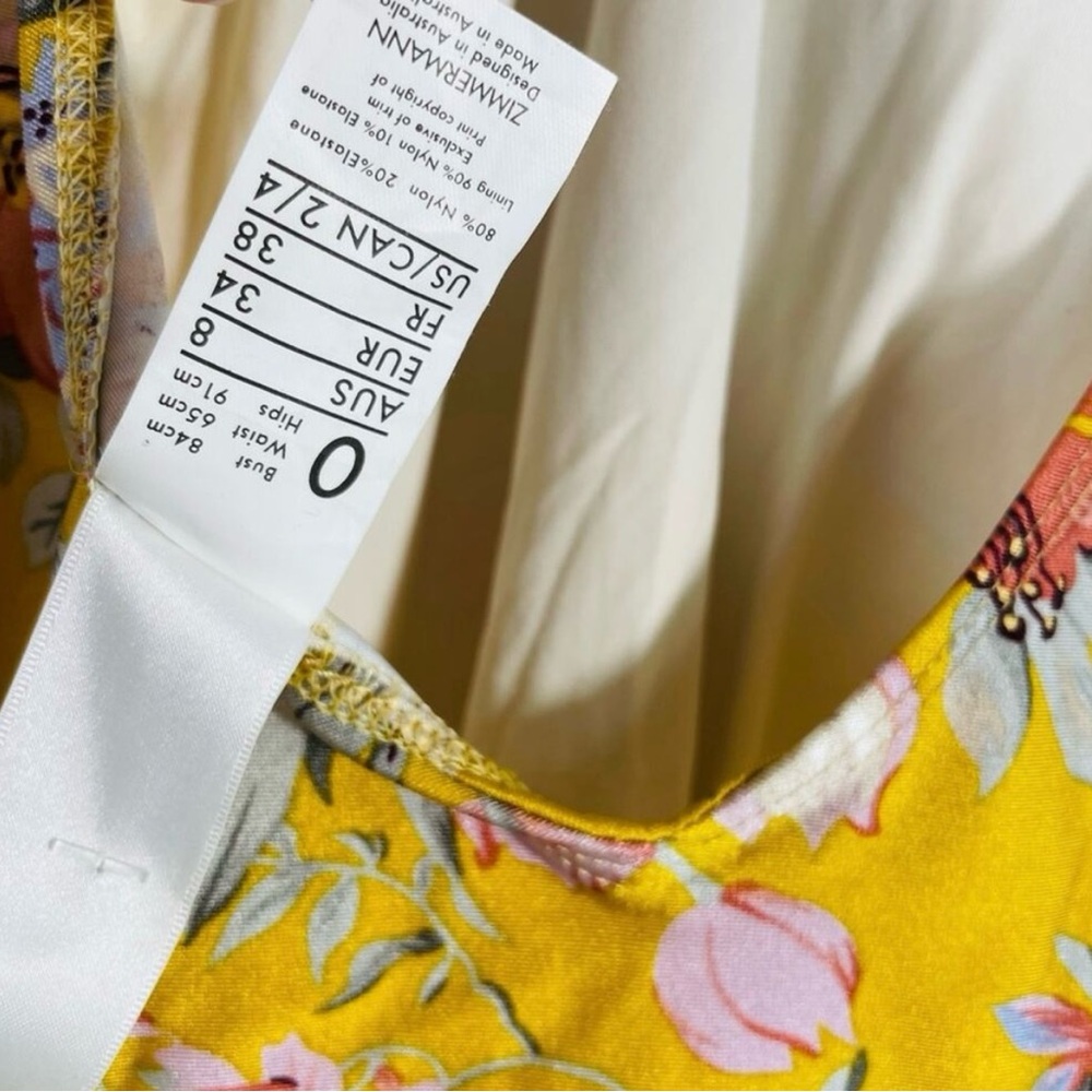NWOT Zimmermann—Strapless 1-piece XS Yellow Floral - Picture 9 of 10